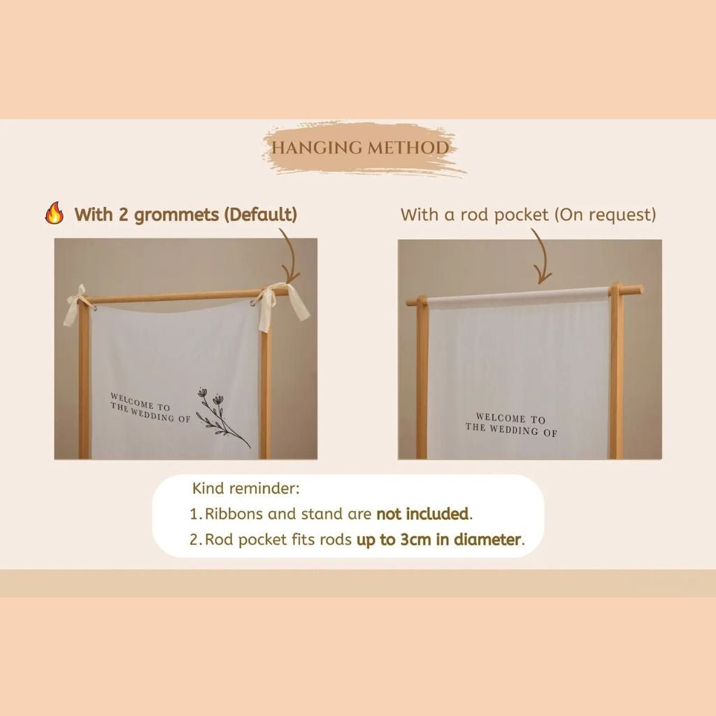 Welcome Sign - Linen Fabric - Bridal Bazaar
