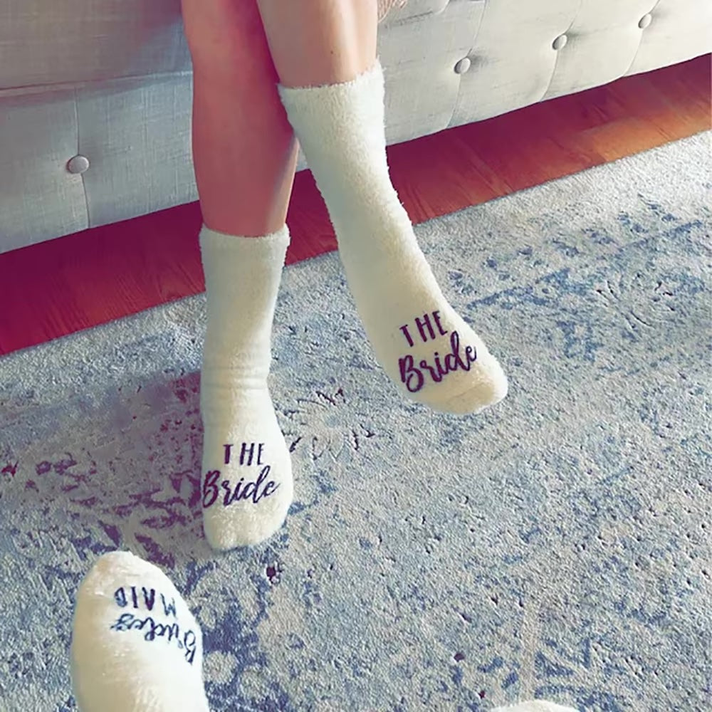 Bridal Party White Personalised Socks