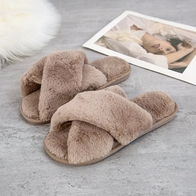 Bridal Slippers - Cross Fluffy