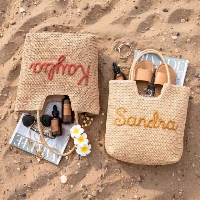 Bridesmaids Gifts - Personalised Straw Tote Bag - Bridal Bazaar