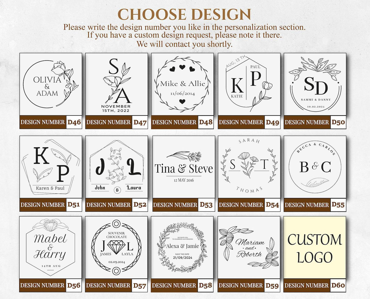 Chocolate Table Cards - Personalised