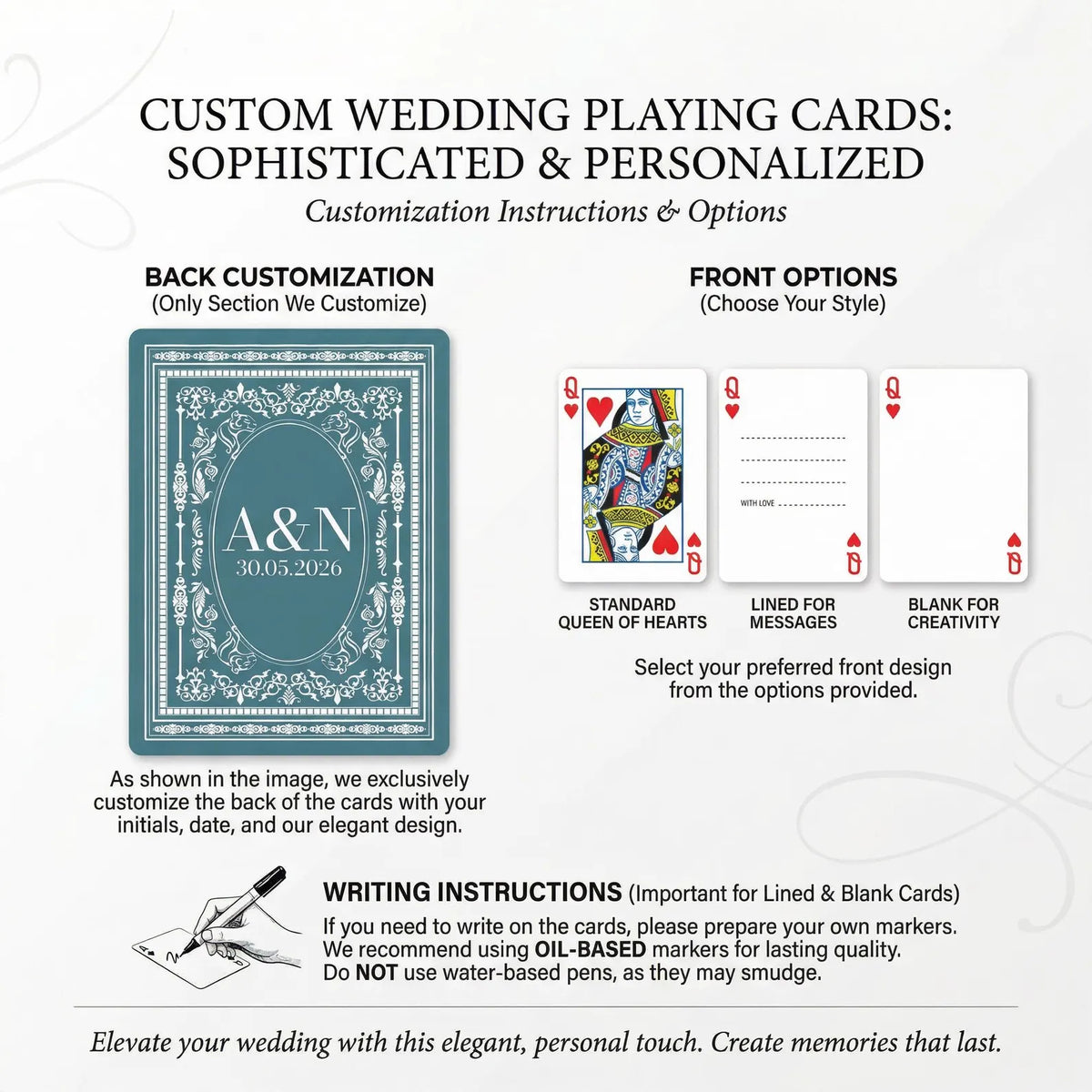 Personalised Wedding Playing Cards – Guest Message Keepsake