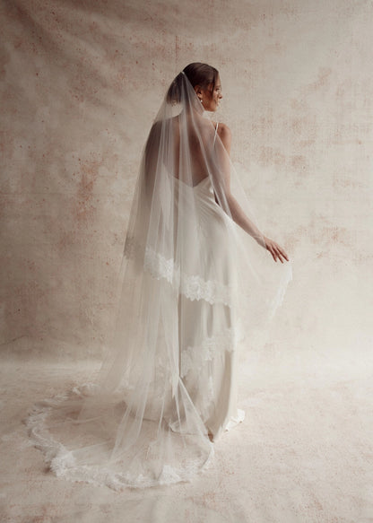 Bride Veil - Harper Trimmed Lace