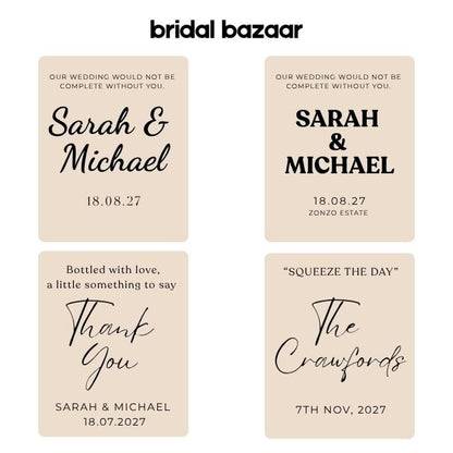 Personalised Mini 50ml Wedding Favour Bottles | Custom Label
