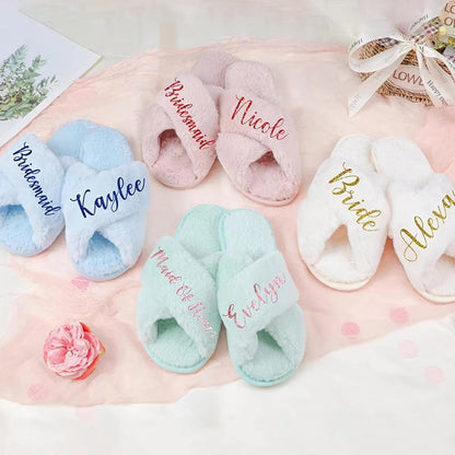 Bridal Slippers - Cross Fluffy