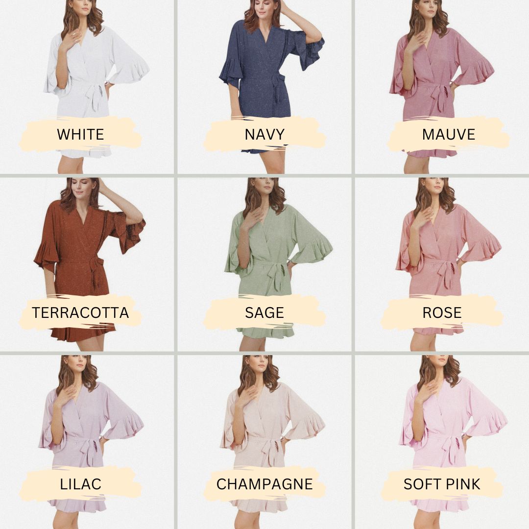 Bridal Robes - Lace Ruffled Kimono