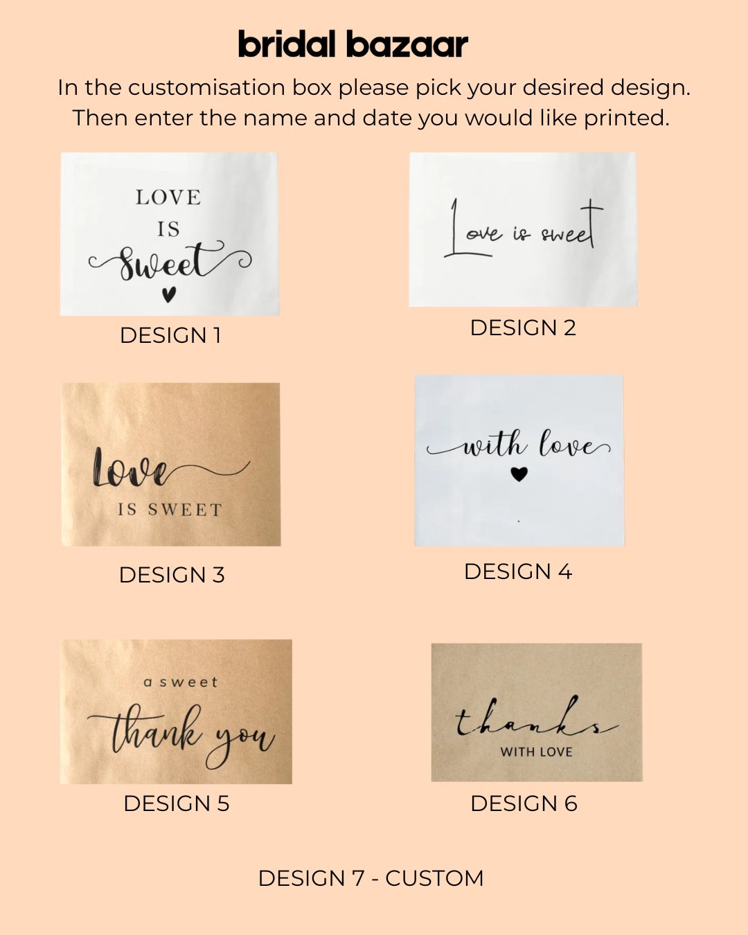 Favour Treat Bags - Personalised 50pcs