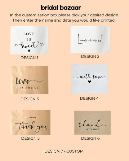 Favour Treat Bags - Personalised 50pcs