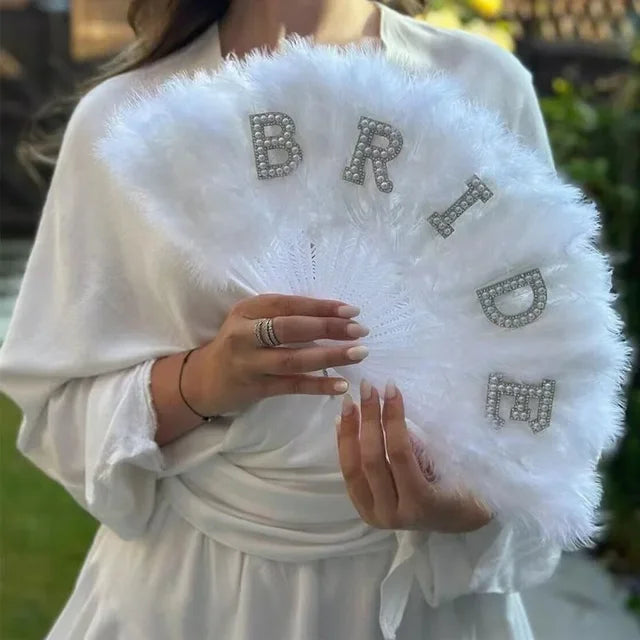 Bride Feather Pearl Fan