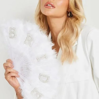 Bride Feather Pearl Fan