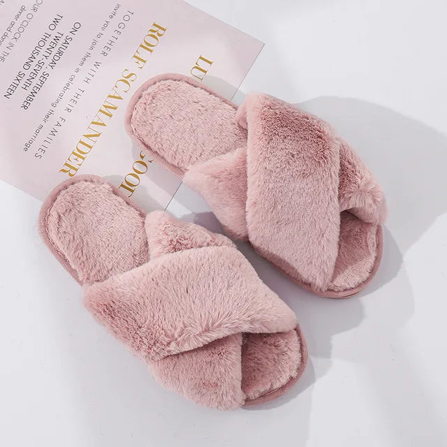 Bridal Slippers - Cross Fluffy