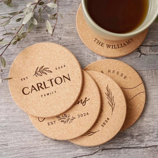 Personalised Cork Coasters | Custom Wedding Guest Favours