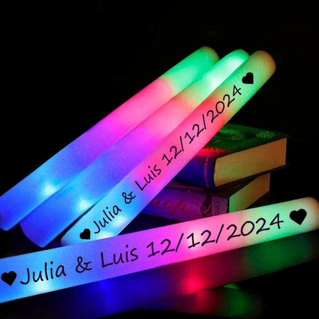 Personalised LED Foam Sticks – Wedding Glow Party Favour