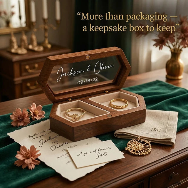 Personalised Walnut Wood Ring Box | Wedding Ceremony Gift