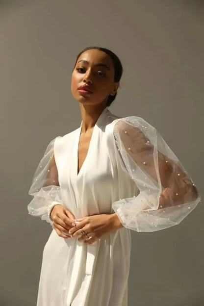 Bride Robe - Long White Boudoir