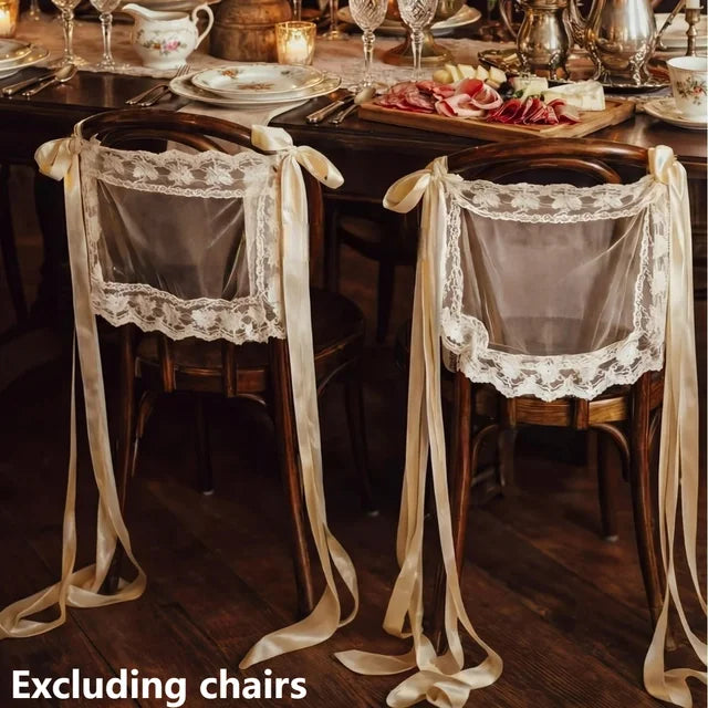 Chair Signs - "Just Married" Lace