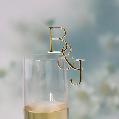 Personalised Acrylic Champagne Glass Tags – Wedding Initials