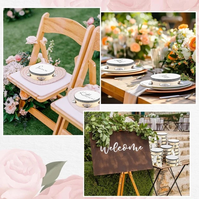 Personalised Wedding Tambourine – Mini Wooden Guest Tambourine