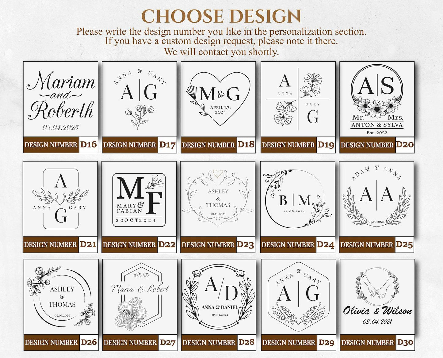 Chocolate Table Cards - Personalised