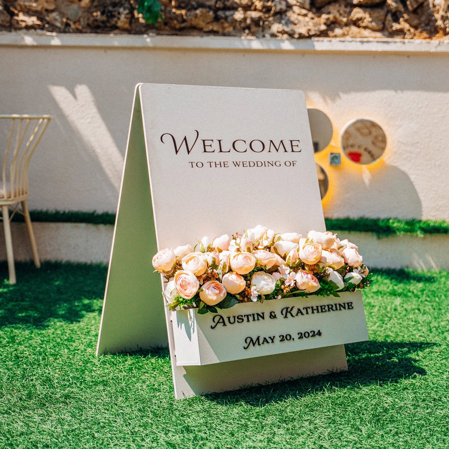 Welcome Flower Sign - Wood
