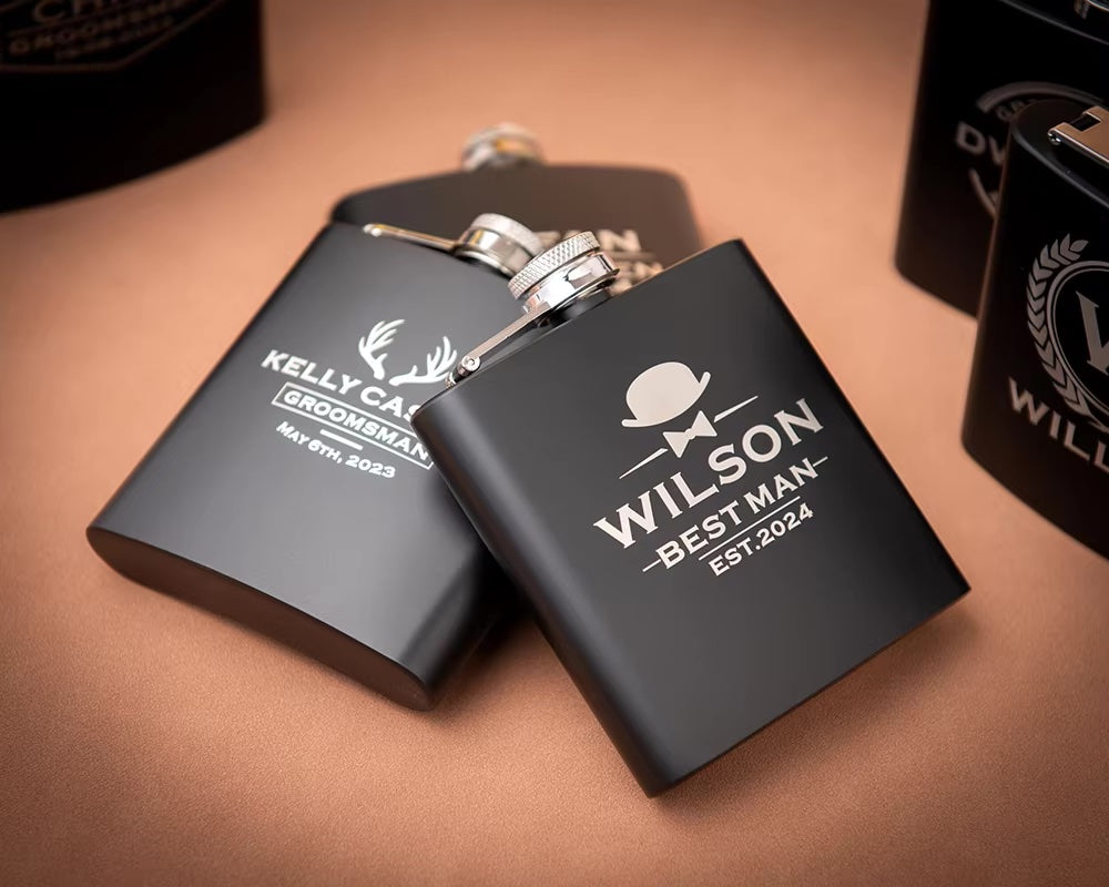 Groomsmen Flasks - Black