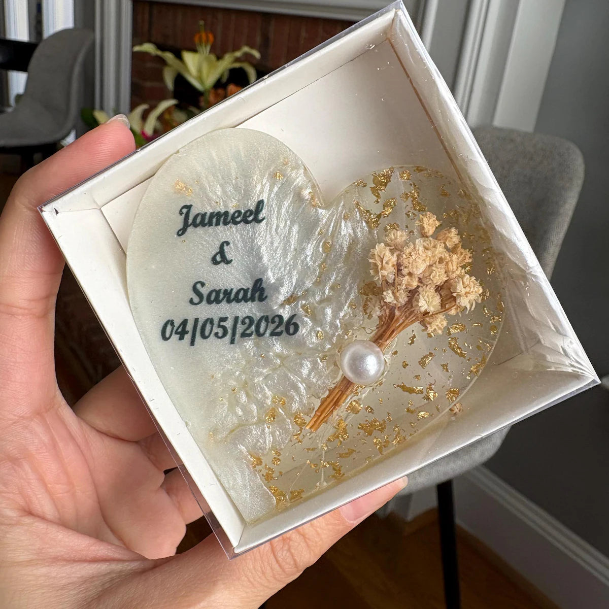 Personalised Dried Flower Magnet Wedding Favours