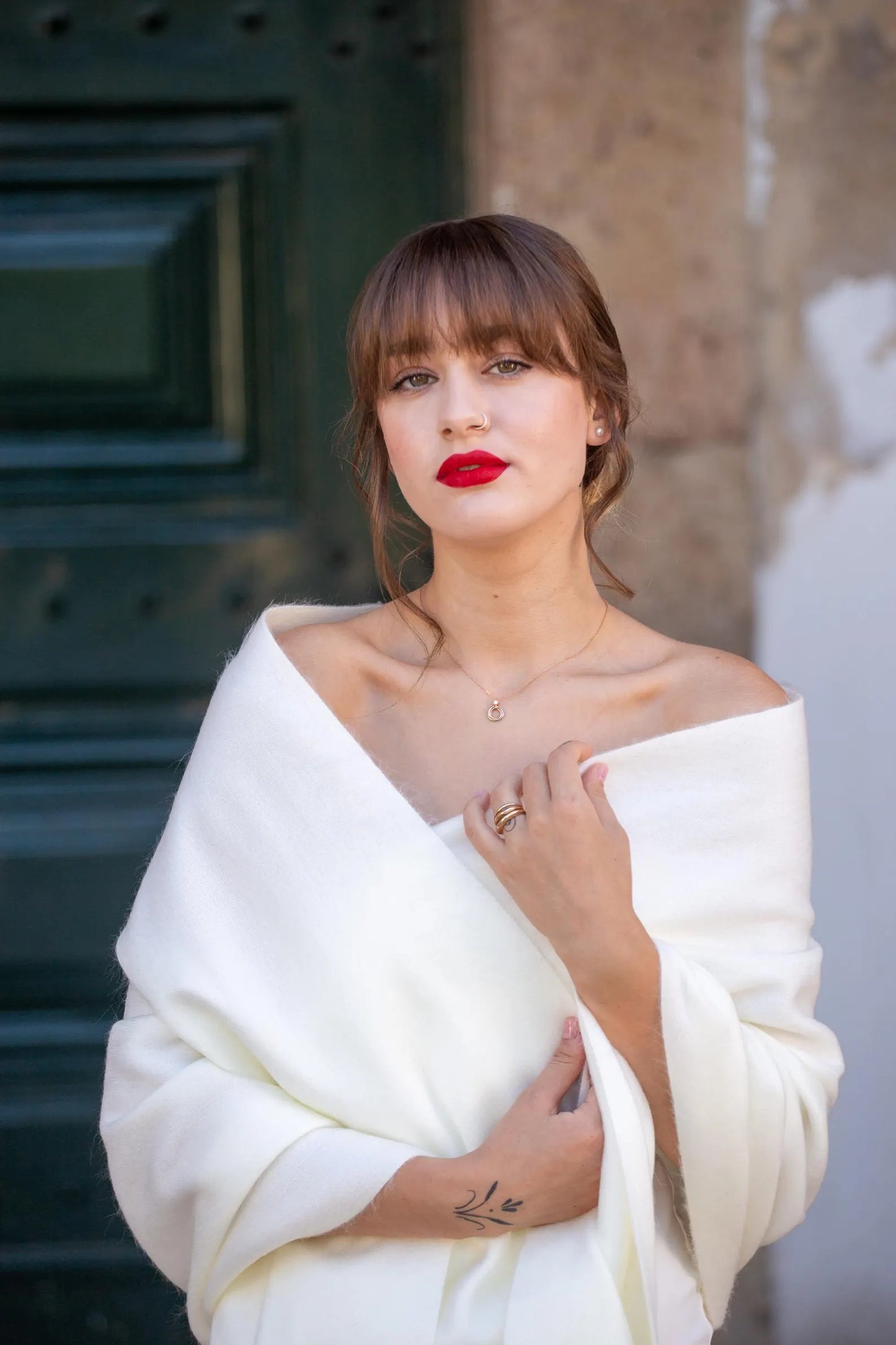 Bridal Shawl - Handmade Alpaca Yarn