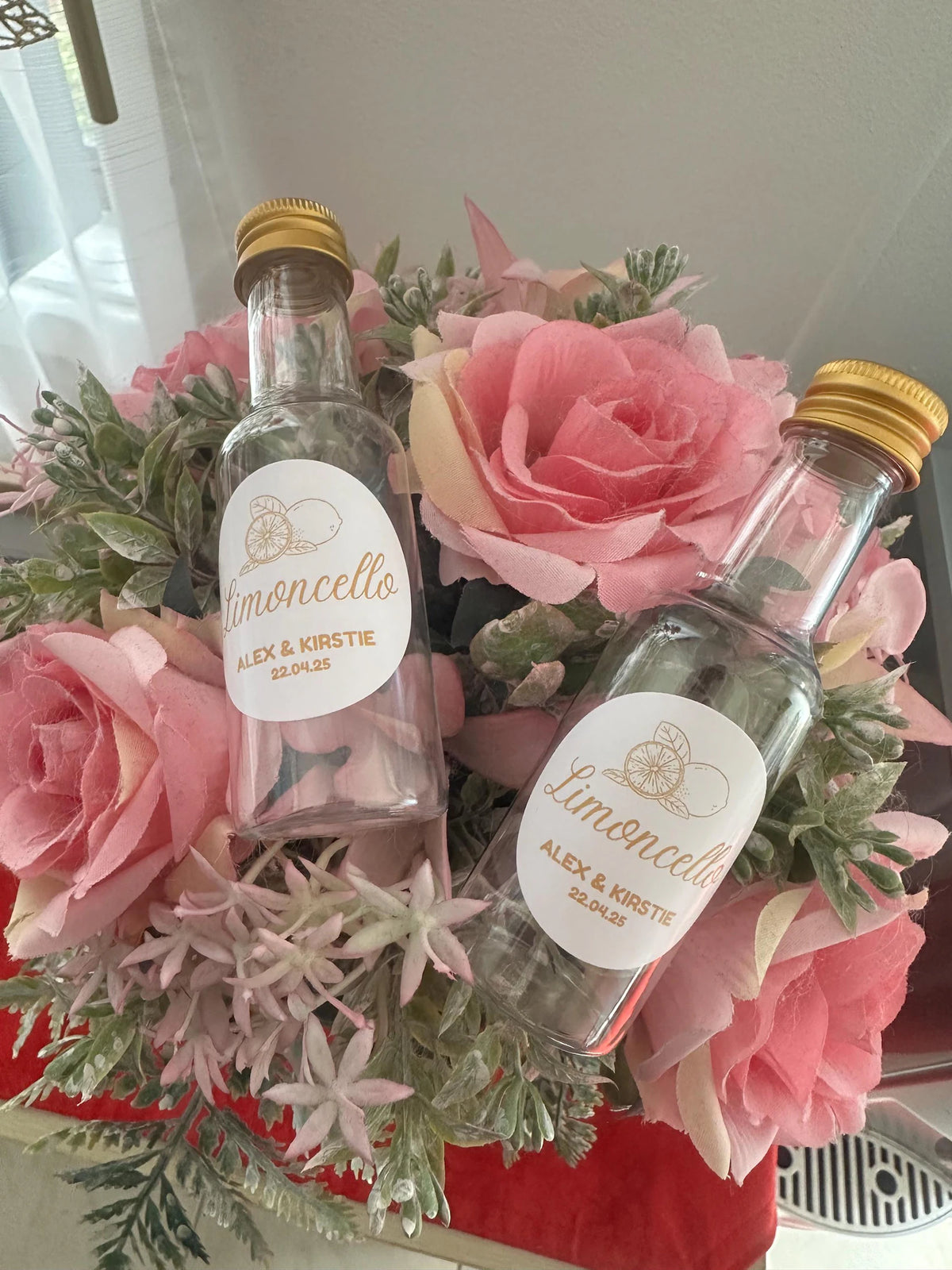 Personalised 50ml Shot Bottle Wedding Favours – Custom Design