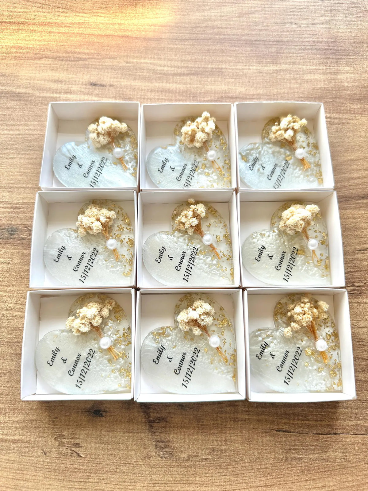 Personalised Dried Flower Magnet Wedding Favours