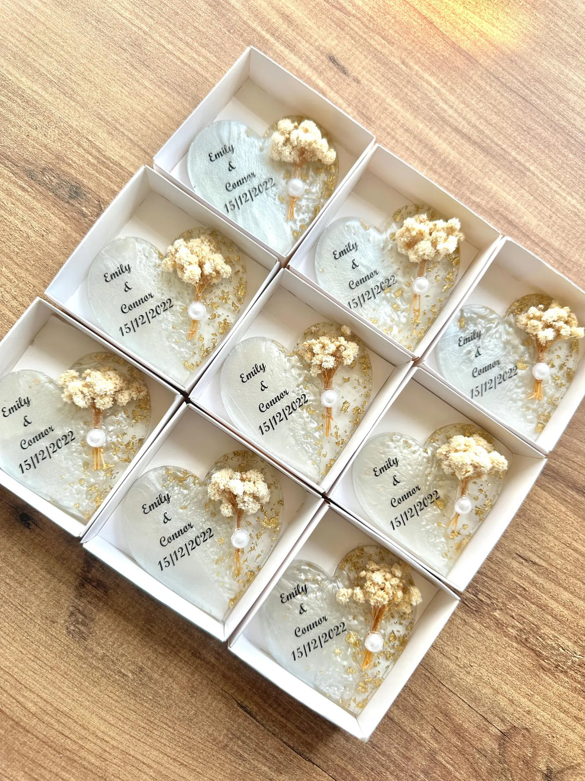 Personalised Dried Flower Magnet Wedding Favours