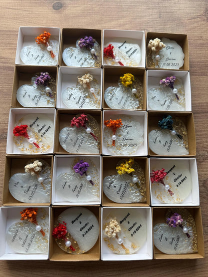 Personalised Dried Flower Magnet Wedding Favours