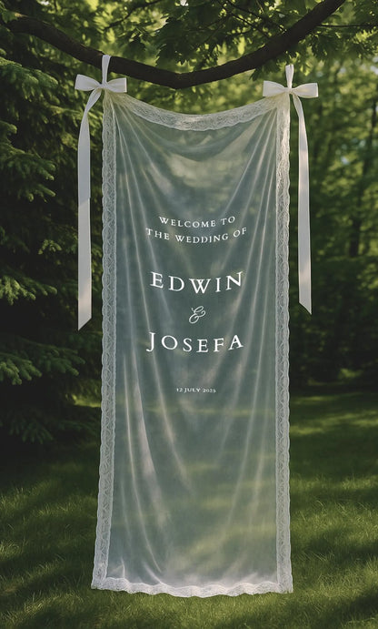 Wedding Sign - Sheer Lace