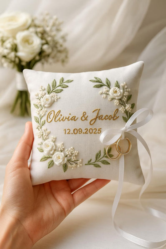Embroidery Pillow Ring Holder