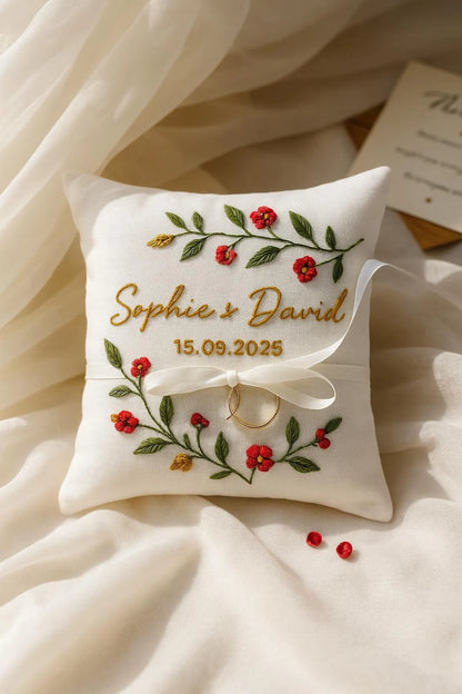 Embroidery Pillow Ring Holder