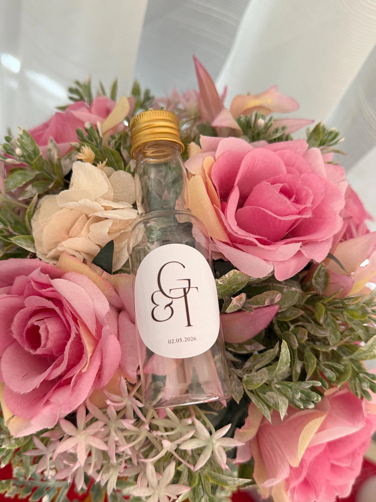 Personalised 50ml Shot Bottle Wedding Favours – Custom Design