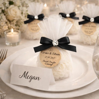 Personalised Rose Wedding Favours – Handmade Candle