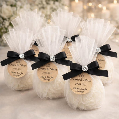 Personalised Rose Wedding Favours – Handmade Candle