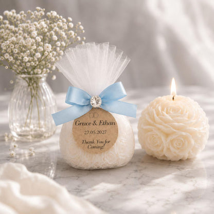 Personalised Rose Wedding Favours – Handmade Candle