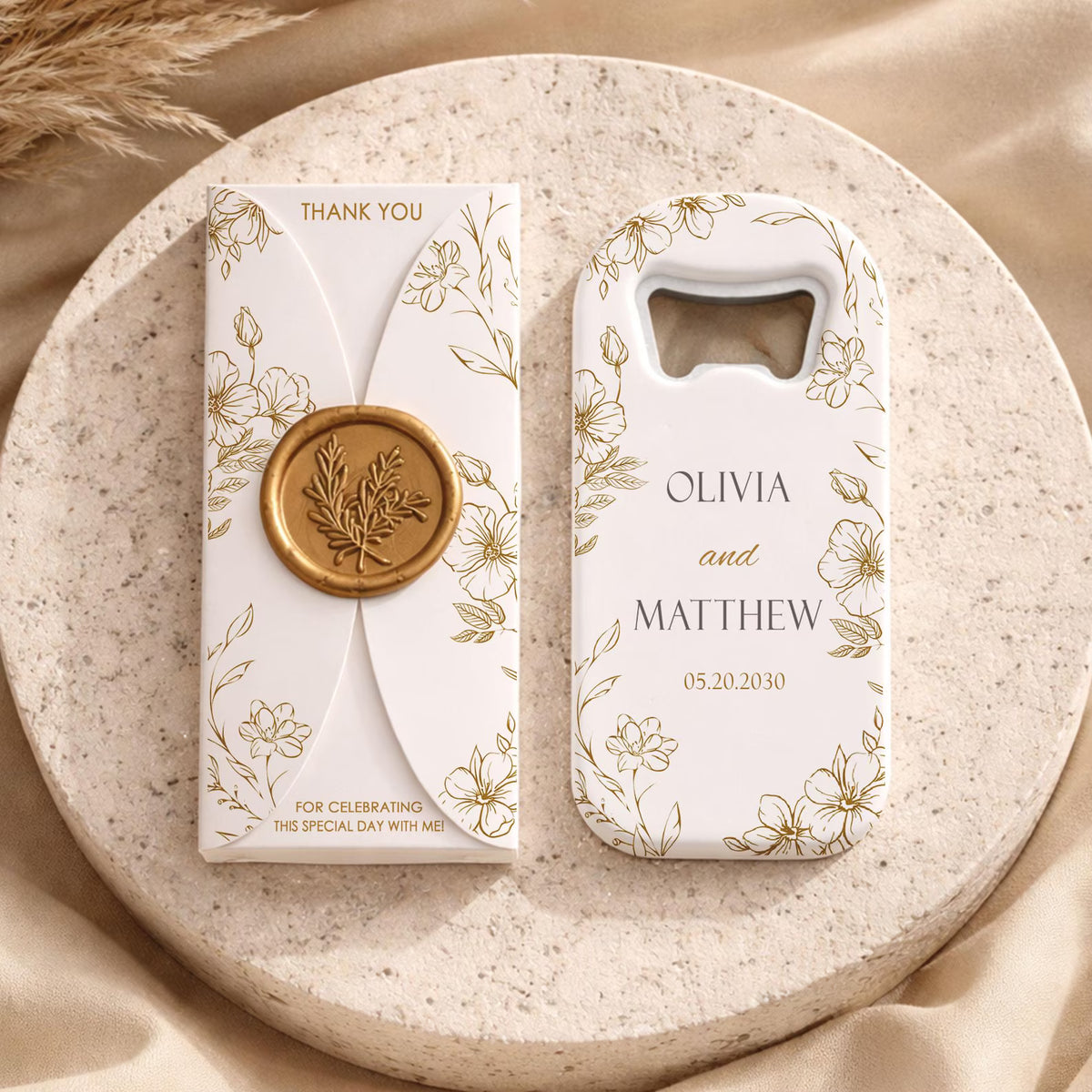 Personalised Wedding Bottle Opener Magnet – Guest Favour