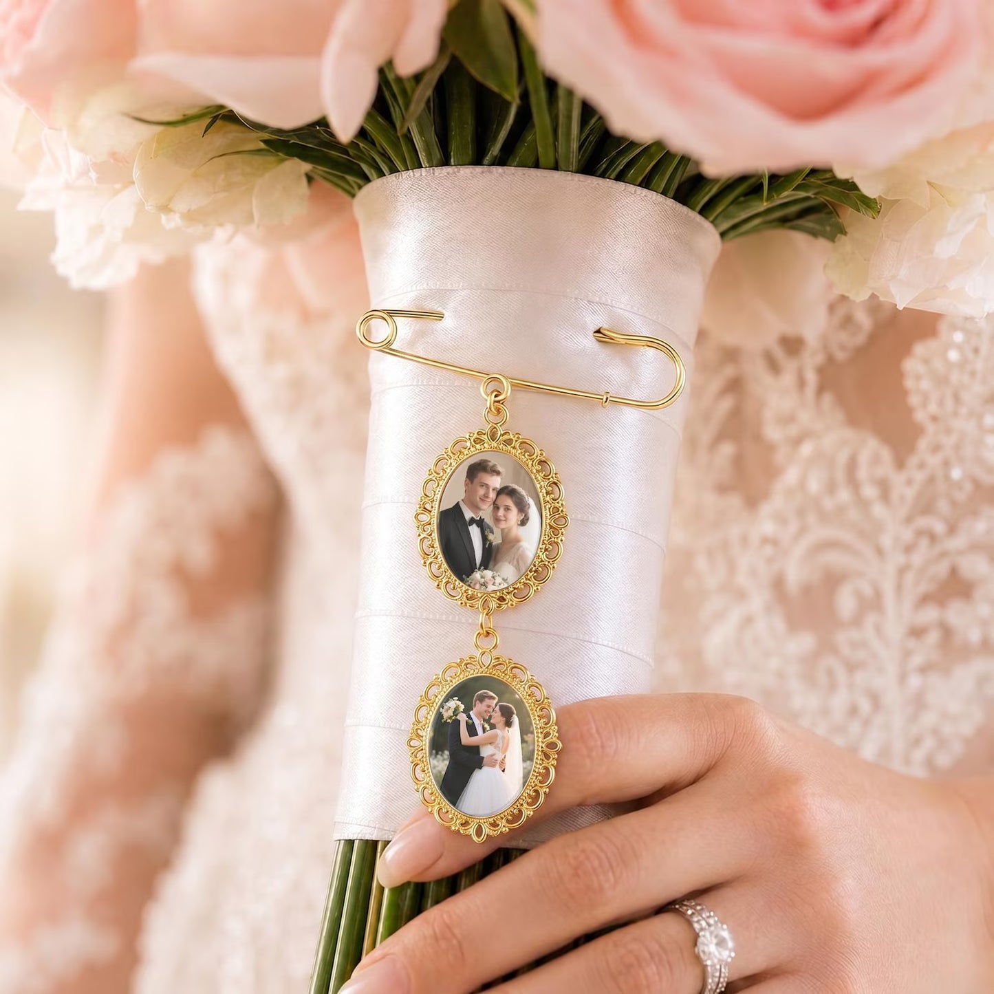 Memorial Bouquet Photo Pendant