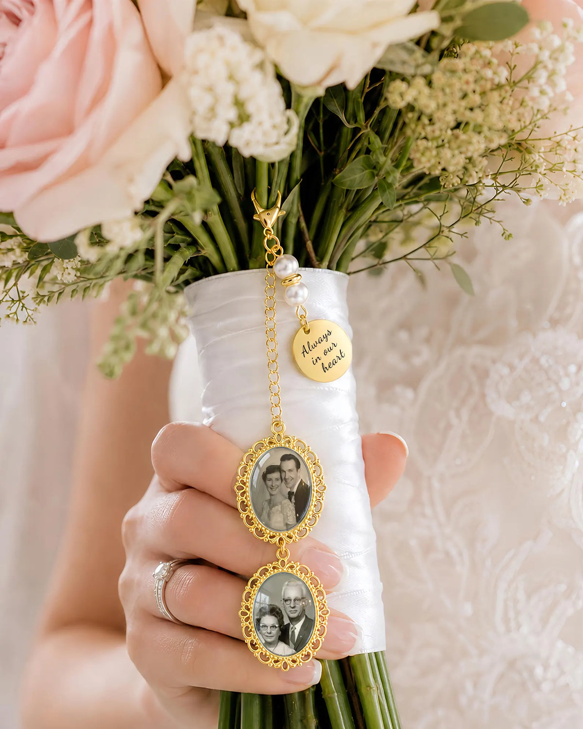 Memorial Bouquet Photo Pendant