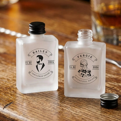 Personalised 50ml Wedding Favour Bottles – Frosted Glass