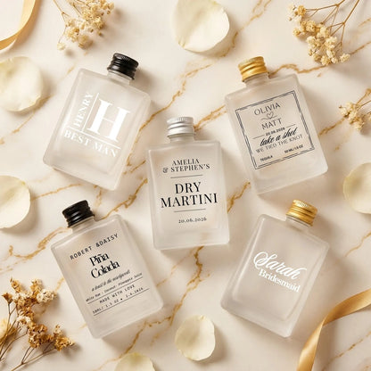 Personalised 50ml Wedding Favour Bottles – Frosted Glass