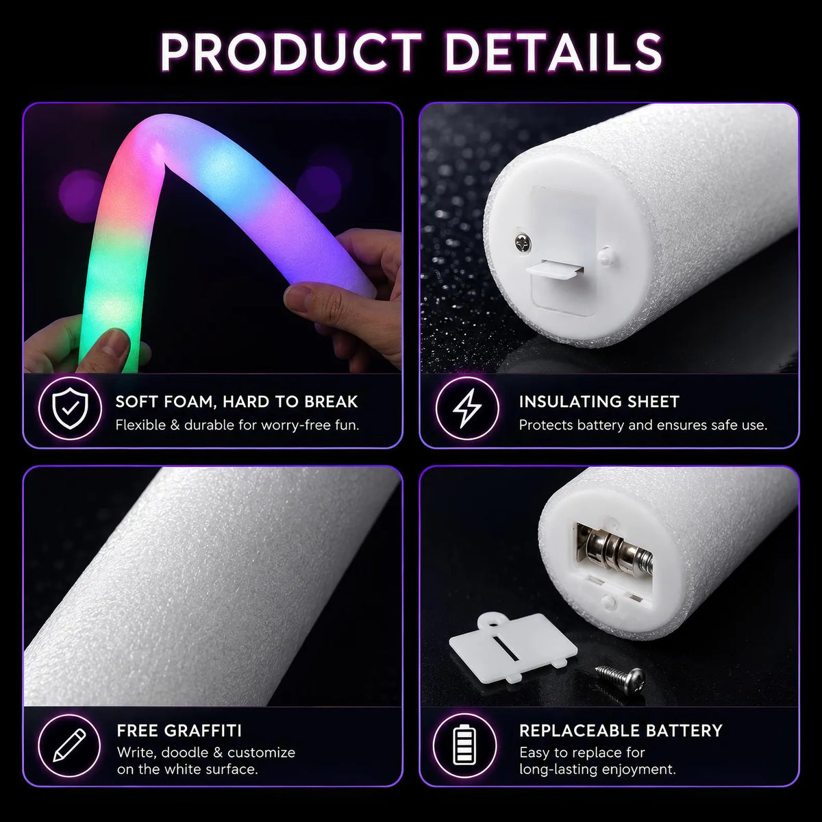 Personalised LED Foam Sticks – Wedding Glow Party Favour