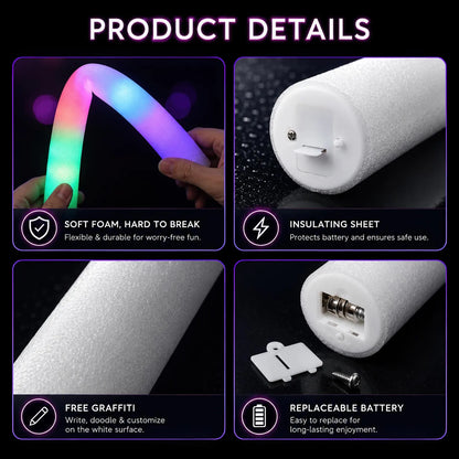 Personalised LED Foam Sticks – Wedding Glow Party Favour