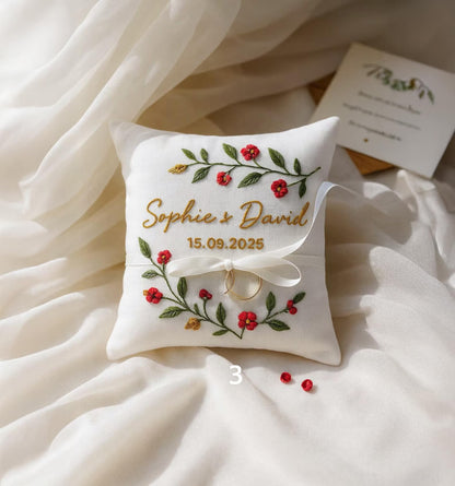Embroidered Ring Bearer Pillow | Handmade Wedding Ceremony