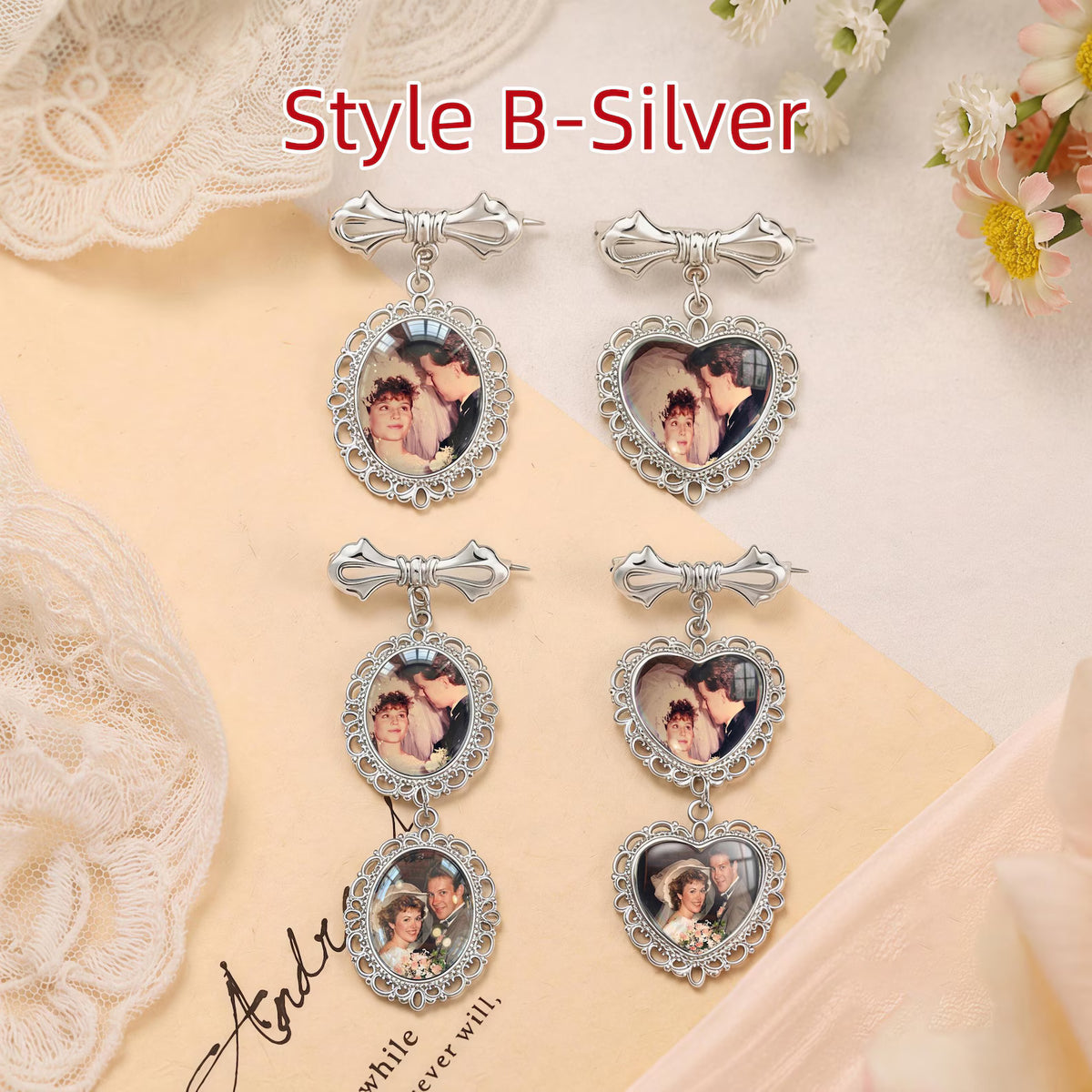 Memorial Bouquet Photo Pendant