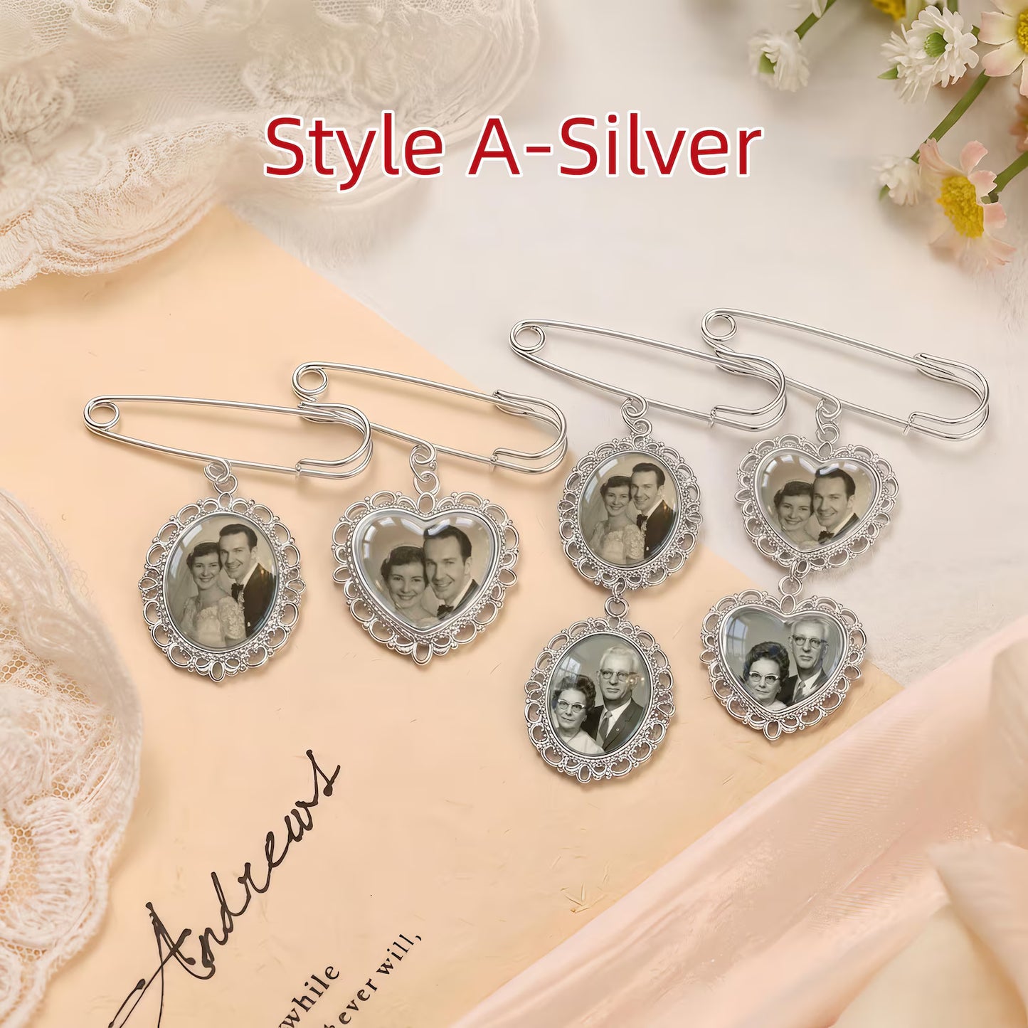 Memorial Bouquet Photo Pendant