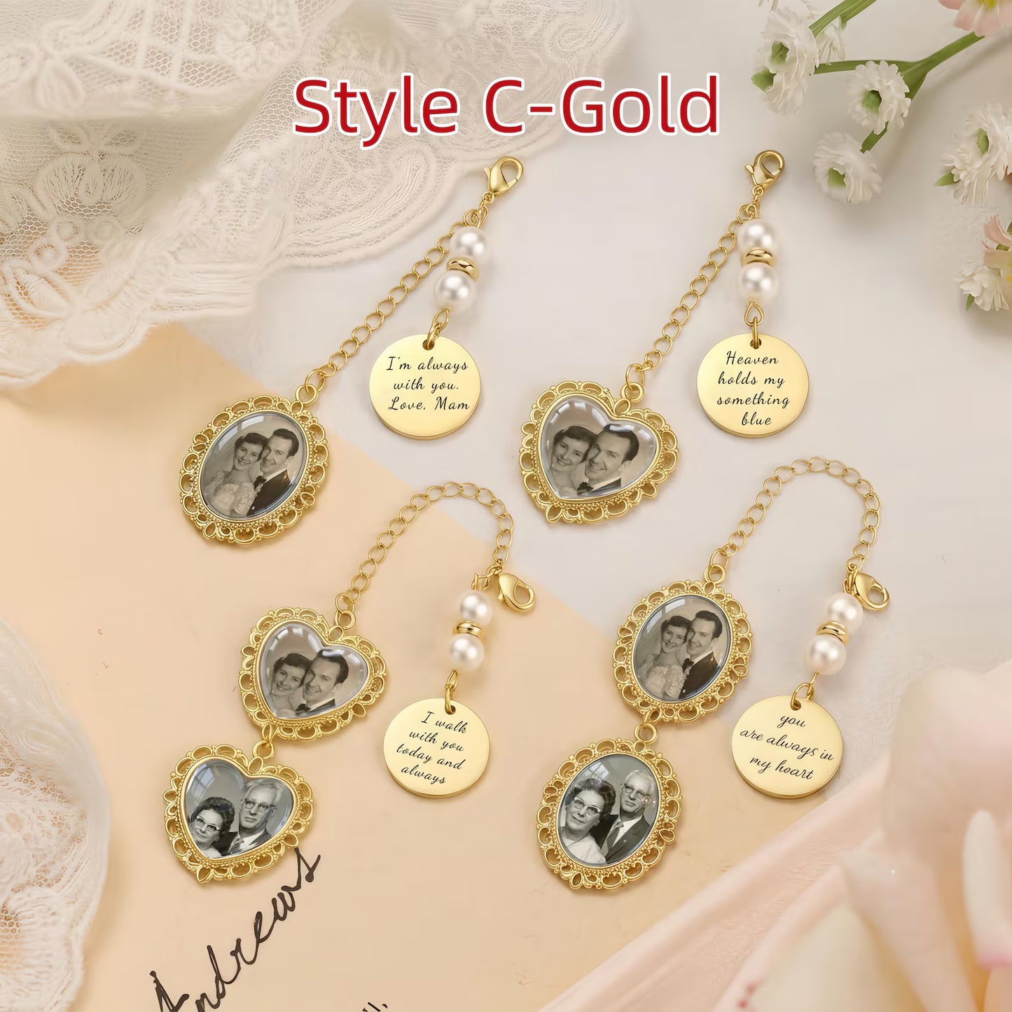 Memorial Bouquet Photo Pendant