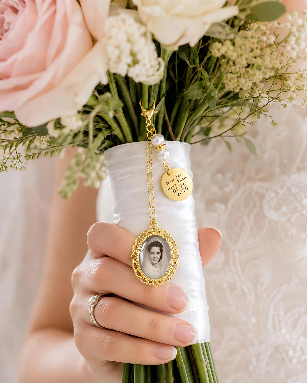 Memorial Bouquet Photo Pendant
